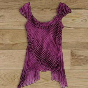 Vintage Ideology Y2K asymmetrical purple plum polka dot burnout velvet camisole